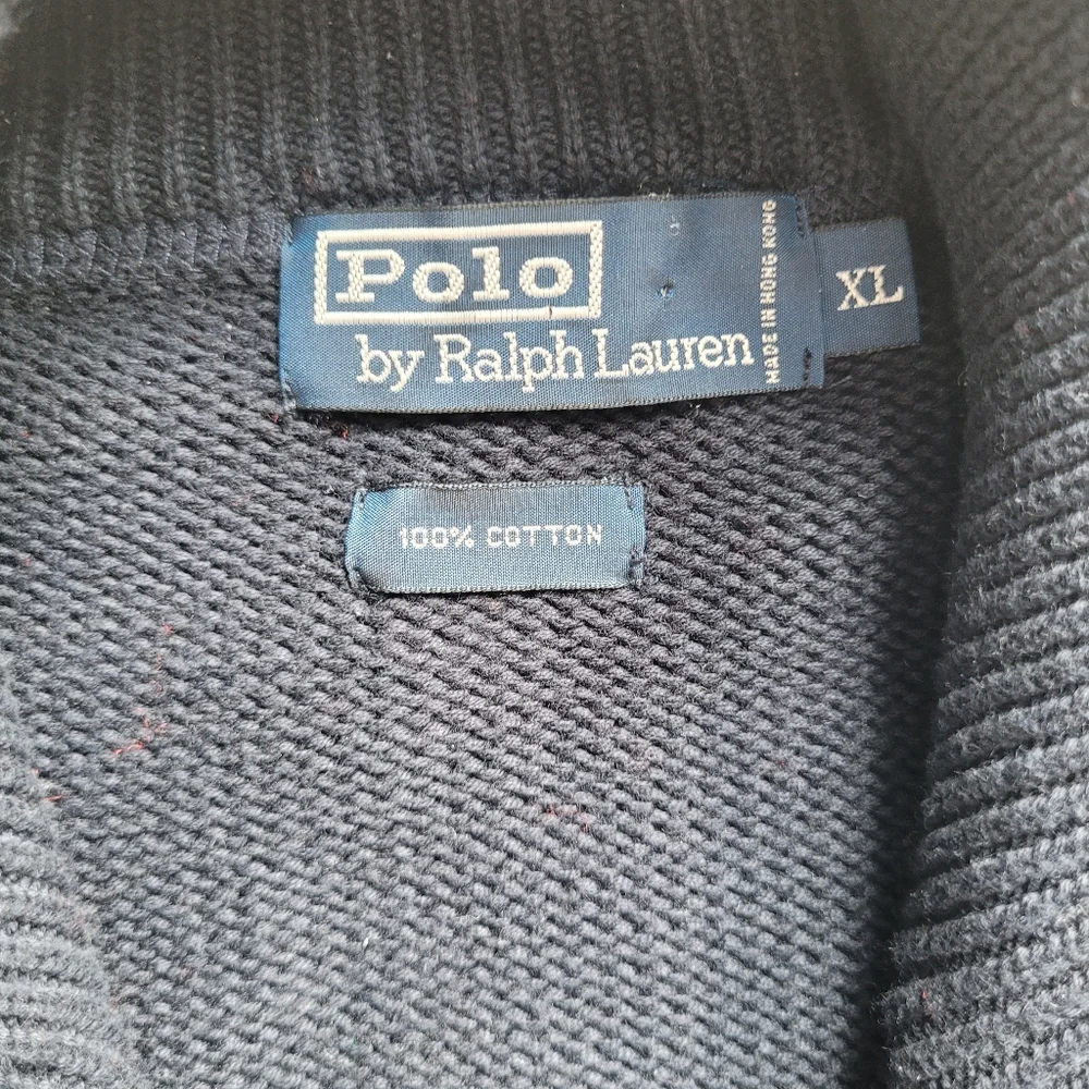 Polo by Ralph Lauren Men's Dark Blue 100% Cotton Zip-Up Sweater Size XL
